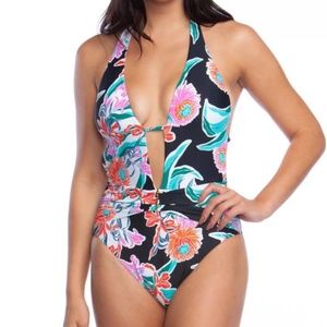 Trina Turk Tropic Wave Plunge One Piece Swimsuit